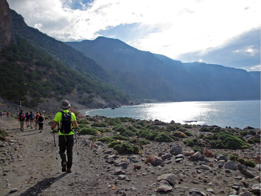 Hiking along the coastline on Crete