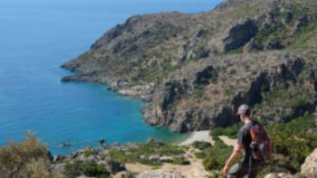 Descending to Lissos Beach in Crete