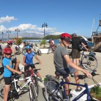 Family preparing for a day of cycling in Greece | Gordon Steer