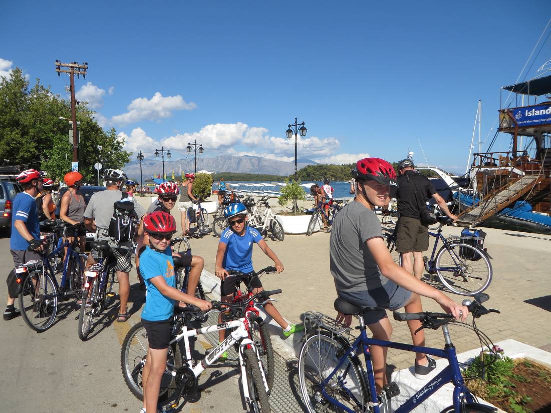 Family preparing for a day of cycling in Greece |  <i>Gordon Steer</i>