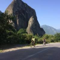 Cyclists appraoching the site of Meteora