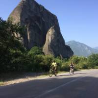 Cyclists appraoching the site of Meteora