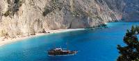 Boat anchored off shore, Ionian Islands, Greece