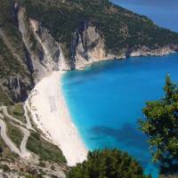 Myrtos beach on the island of Cephalonia, Greece