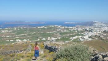 Hiking the trails on Santorini in the Greek Islands
