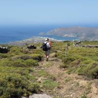 Walking into Gavrio on the Andros Trail