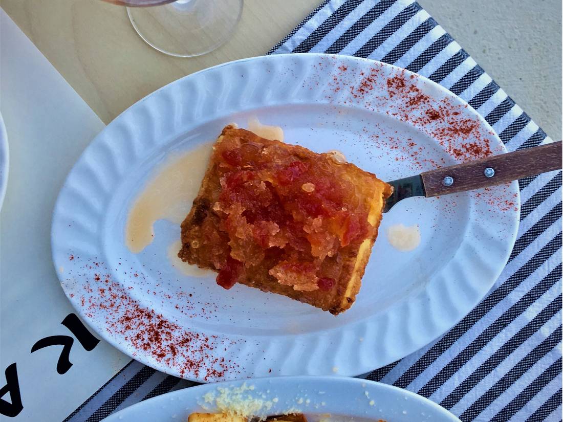 A local specialty: baked feta cheese with watermelon jam |  <i>Tom Panagos</i>