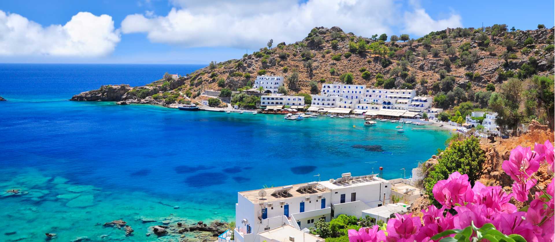 Spectacular coastal views over Loutro in Crete