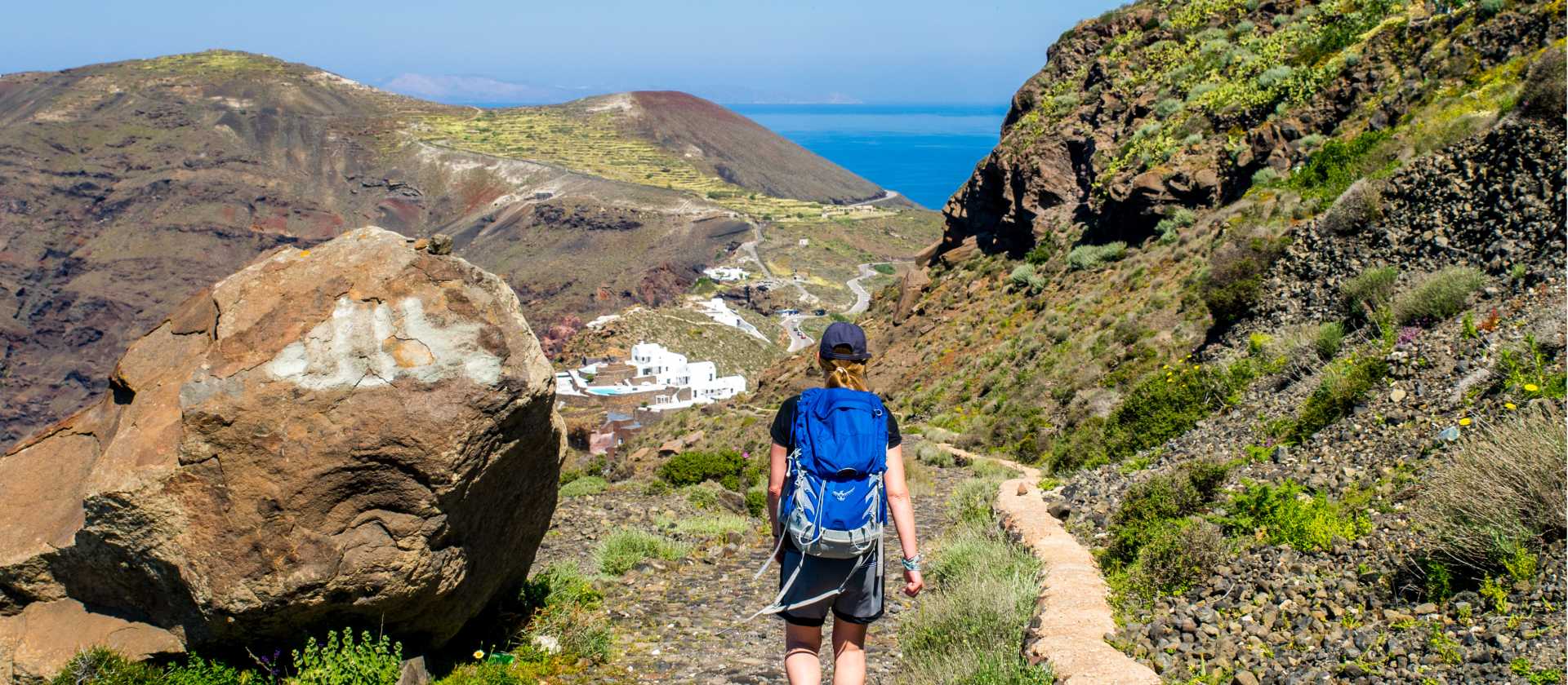 Follow the mountain road to Oia on Santorini and take in the famous blue-domed churches, and whitewashed houses.