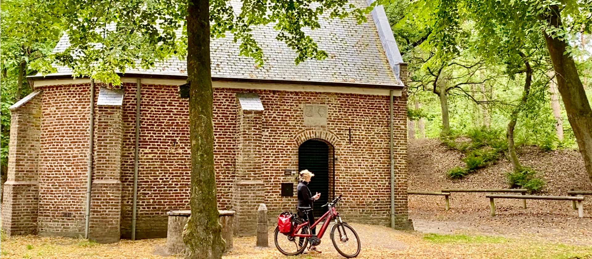 Stopping at churches and monuments along the Pieterpad cycle trail