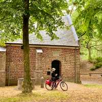 Stopping at churches and monuments along the Pieterpad cycle trail