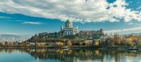 The city of Esztergom, nestled along the banks of the Danube River