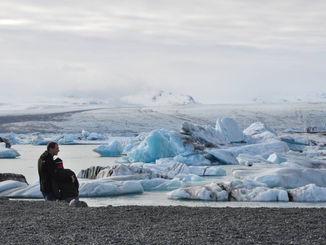 Looking out over ice floes in Iceland