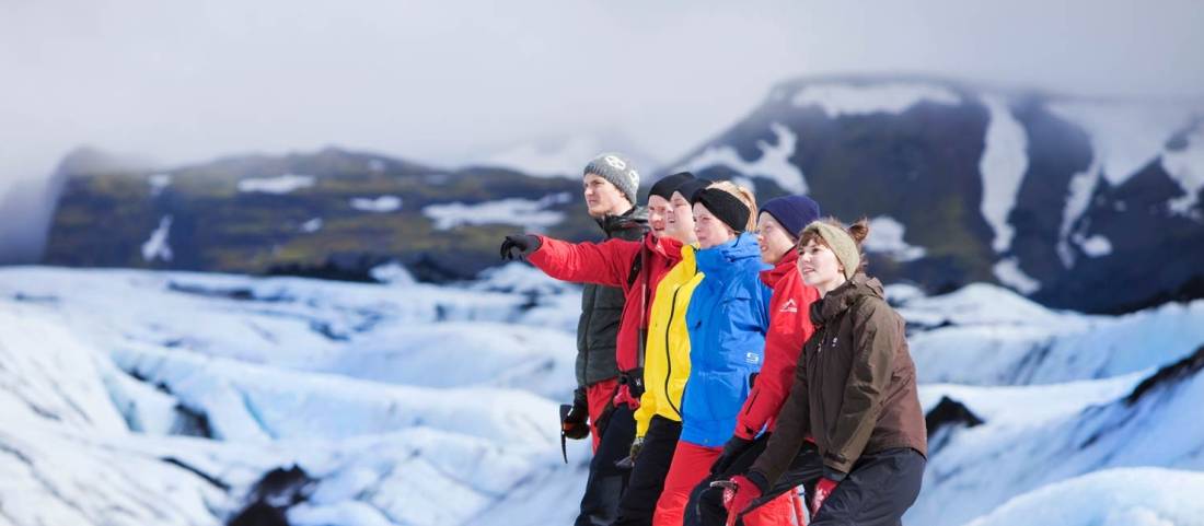 Taking in the view on Sólheimajökull glacier