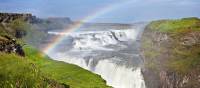 Rainbow over the stunning waterfalls on Iceland's Golden Circle