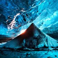 Ice cave beneath Sólheimajökull glacier
