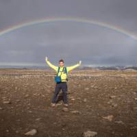 A beautiful rainbow on the Laugavegur Trail in Iceland