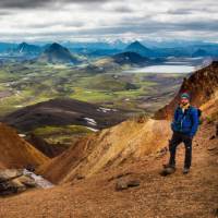 A hiker on the Laugavegur Trail in Iceland