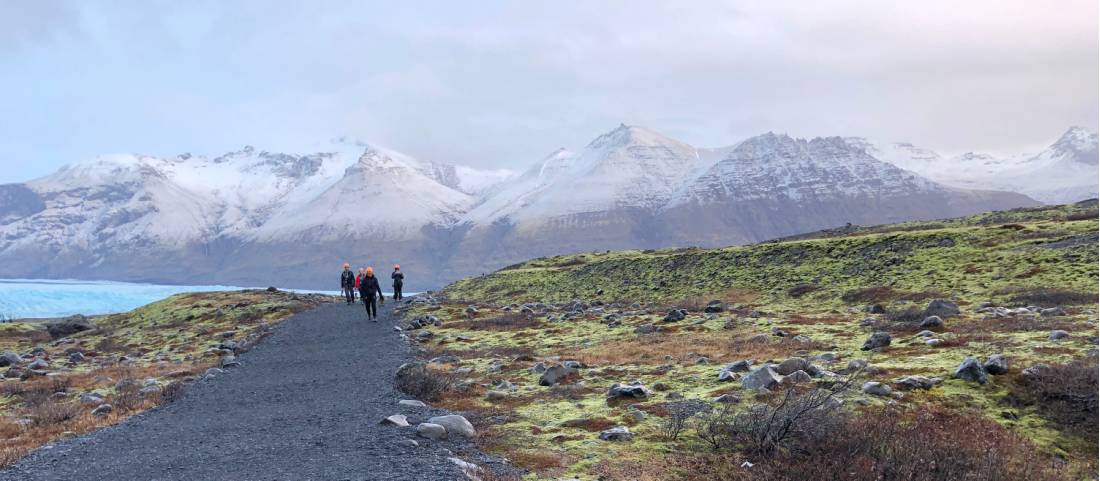 hikers returning from glacier walk on skaftafellsjökull |  <i>Kate Baker</i>