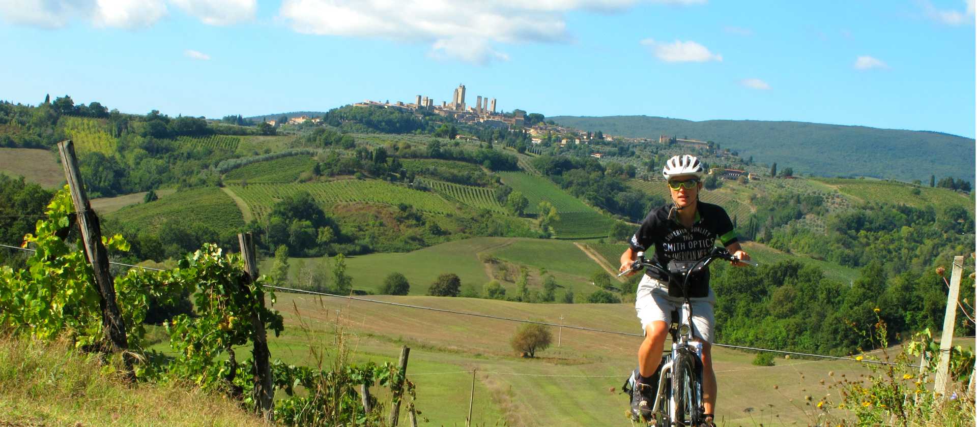 Cycling the Via Francigena near San Gimignano