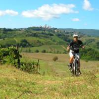 Cycling the Via Francigena near San Gimignano