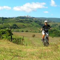 Cycling the Via Francigena near San Gimignano