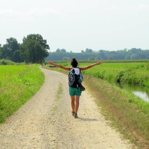 Hiking along the Via Francigena on the way to Pavia