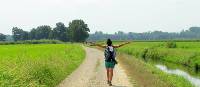 Hiking along the Via Francigena on the way to Pavia