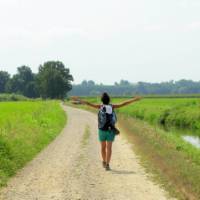 Hiking along the Via Francigena on the way to Pavia