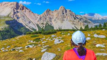 Pausing to marvel at the Dolomites