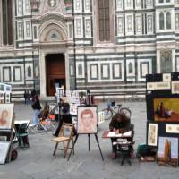 Artists outside the Duomo in Florence | Kate Baker