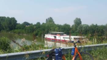 Ave Maria - on the Veneto Bike & Boat,Dana Garofani The barge awaits at the end of the cycling day