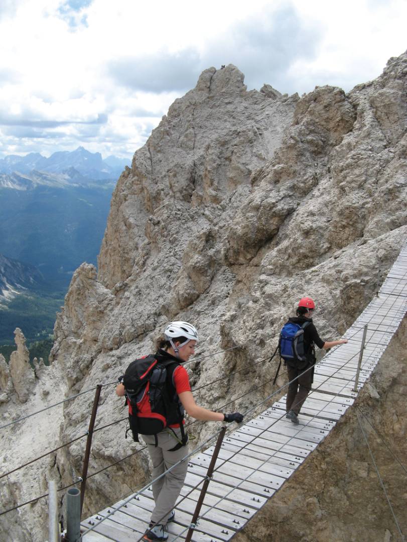 A bridge crossing on the Via Ferrata climb