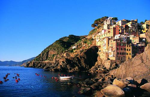 The colourful village of Riomaggiore in the CInque Terre