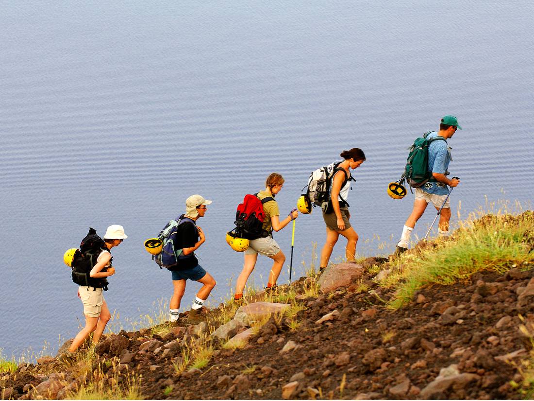 Climbing the volcano of Stromboli, Sicily