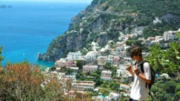 Hiking above Positano,Sue Badyari Hiking above Positano on the Amalfi coast, Italy