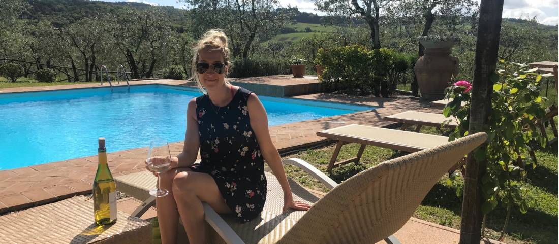 Time for a swim and a wine after a rewarding days' walk on the Via Francigena |  <i>Allie Peden</i>