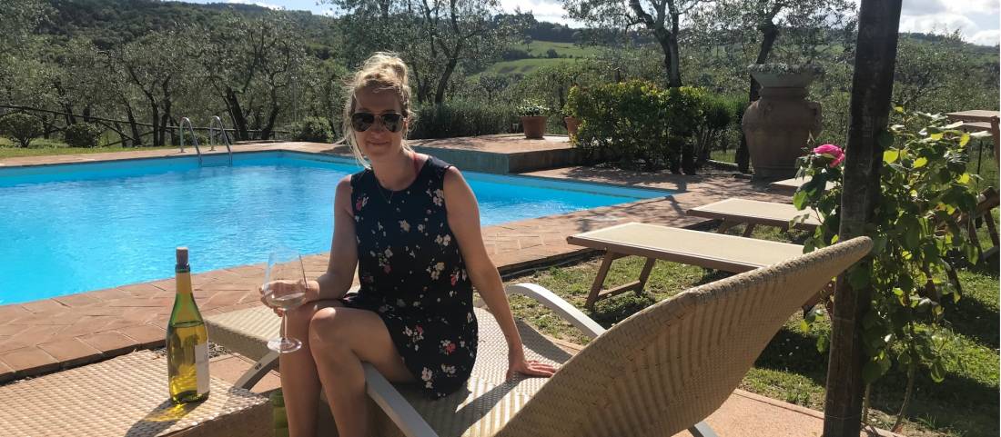 Time for a swim and a wine after a rewarding days' walk on the Via Francigena | <i>Allie Peden</i>