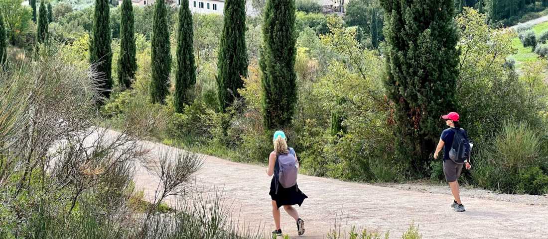 Walkers strolling down a beautiful trail. |  Sue Badyari