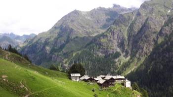 Mountain hamlet high up in the Lys Valley in Aosta,S-Cape Italy Mountain hamlet high up in the Lys Valley in Aosta