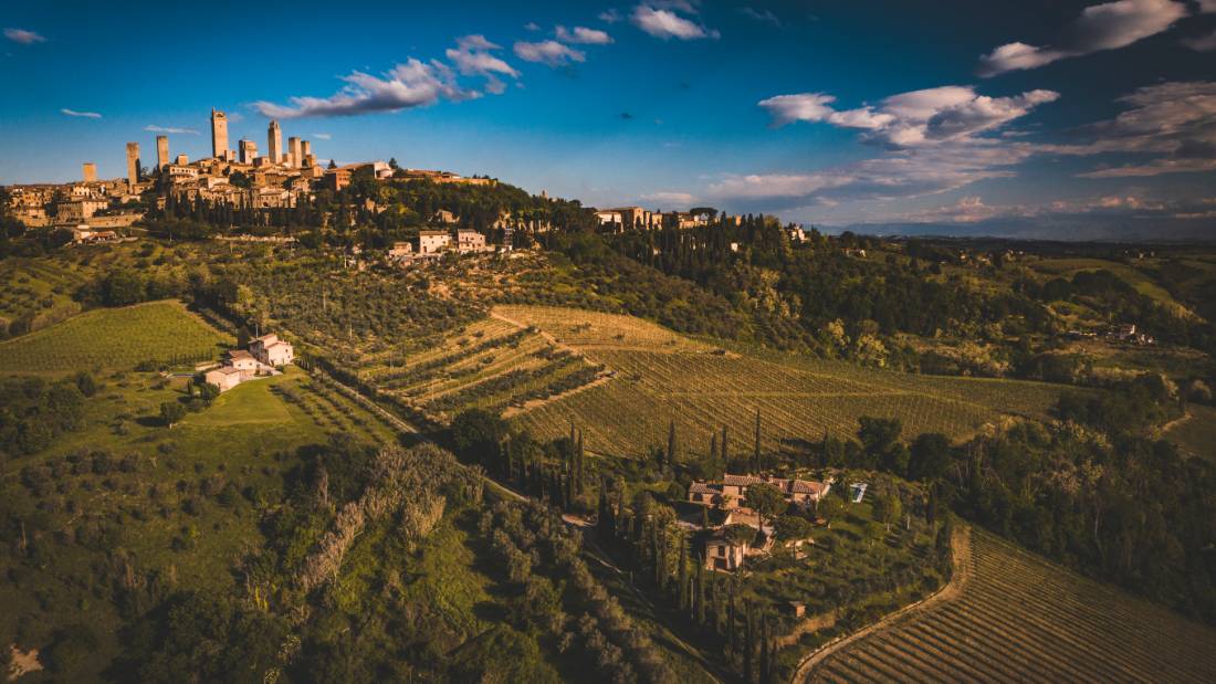 San Gimignano and the surrounding Tuscan landscape |  <i>Tim Charody</i>