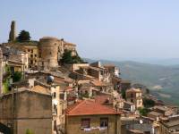 The hilltop town of Cammarata on the Magna Via Francigena in Sicily