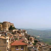 The hilltop town of Cammarata on the Magna Via Francigena in Sicily