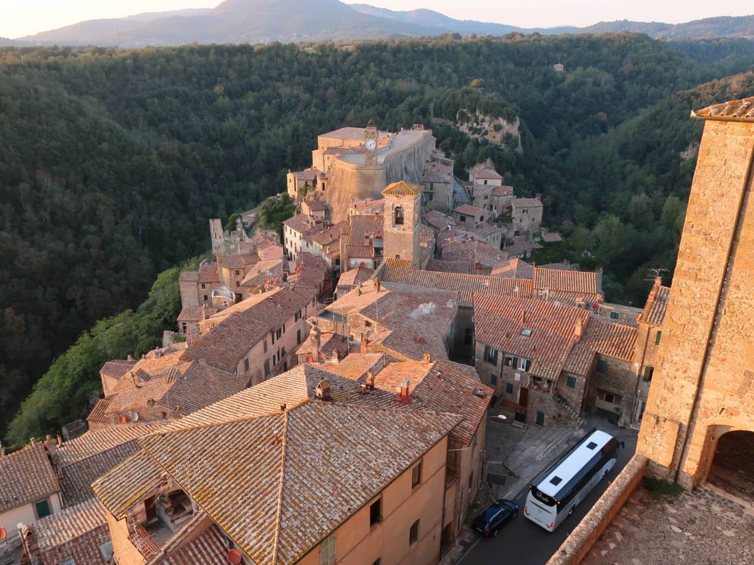 Sunset view from the castle hotel in Sorano |  <i>Kate Baker</i>