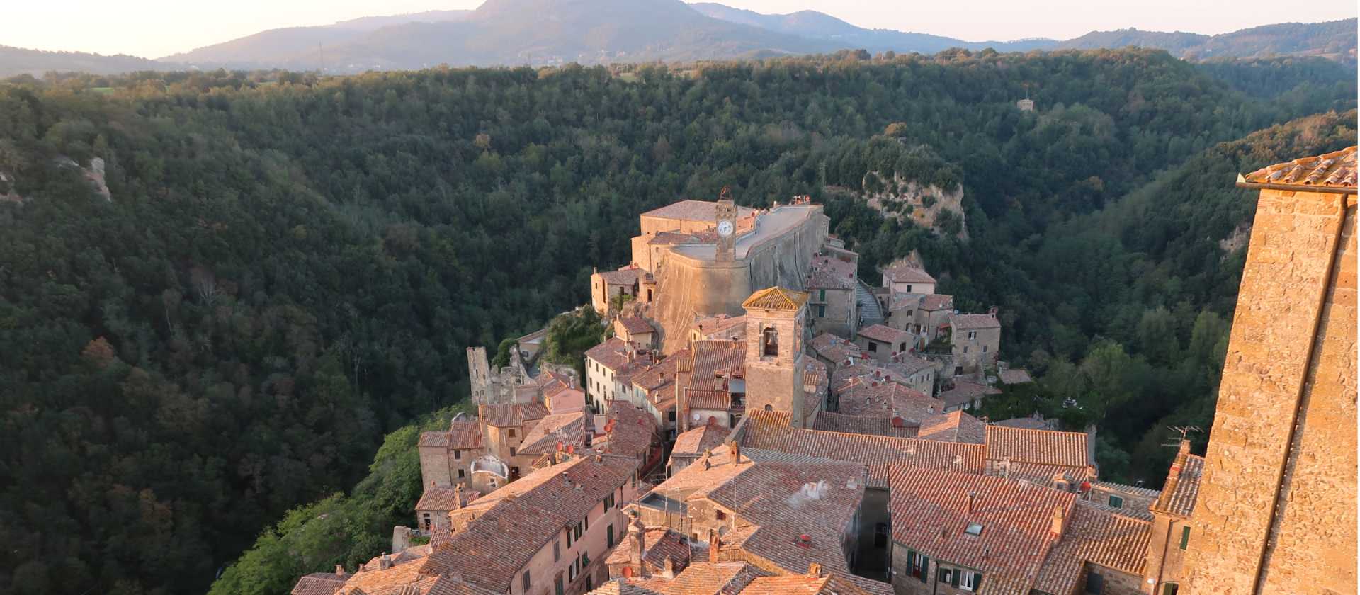 Sunset view from the castle hotel in Sorano | Kate Baker