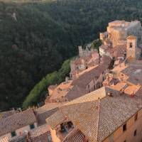 Sunset view from the castle hotel in Sorano | Kate Baker