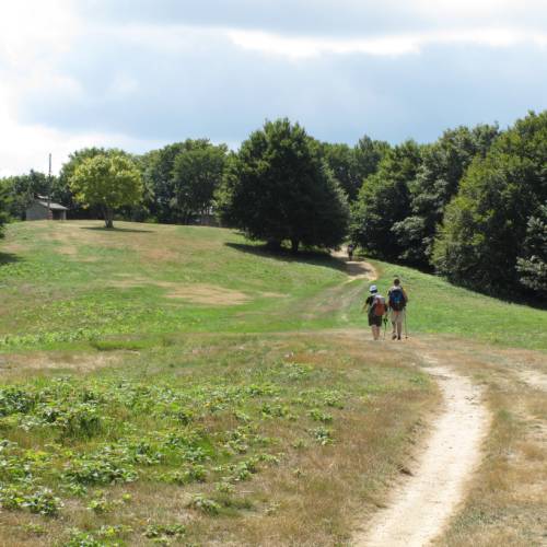 Walkers on the route from La Verna to Caprese Michelangelo