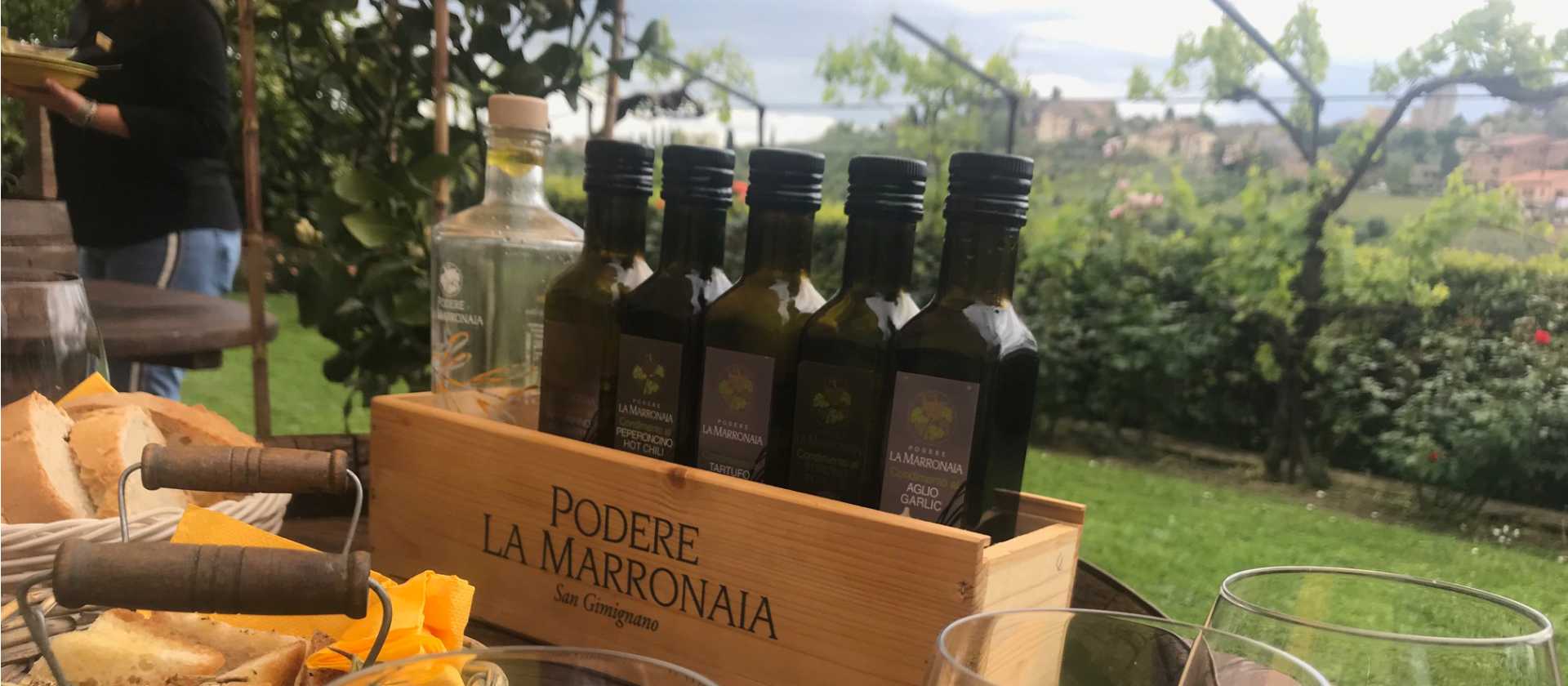 Sample wine, olive oil and biscotti in the Chianti region in Tuscany