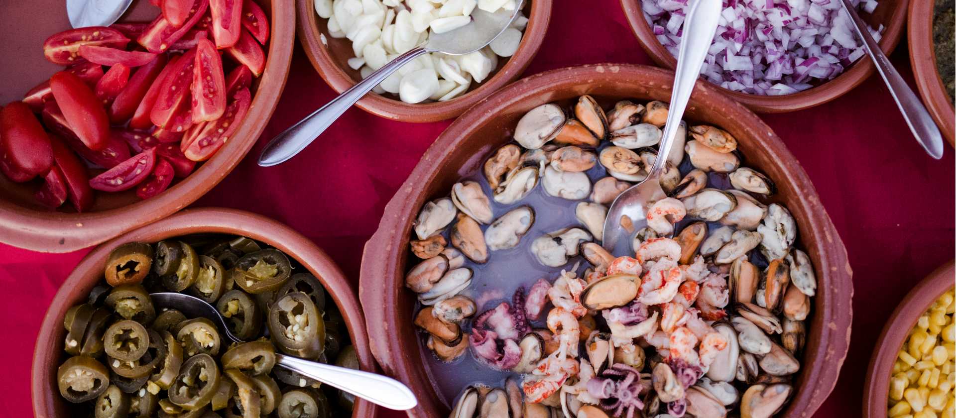 Delicious spread of foods in Tuscany