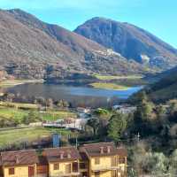 View of Castel di Tora on the St Benedict Way